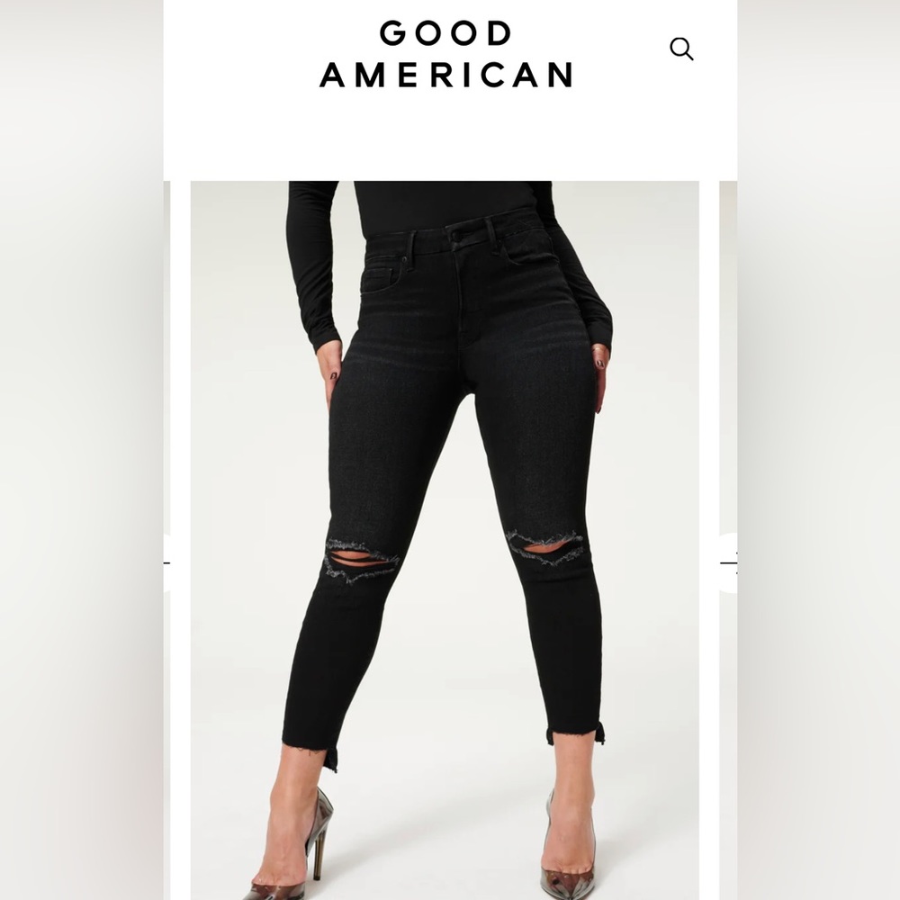 GOOD AMERICAN GOOD LEGS CROPPED JEANS BLACK 12/31